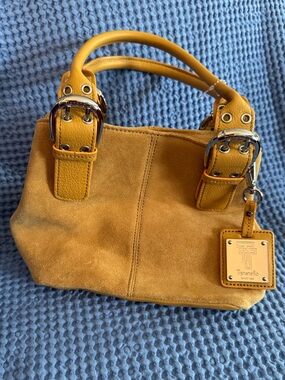 Tignanello Mustard Suede Shoulder Bag